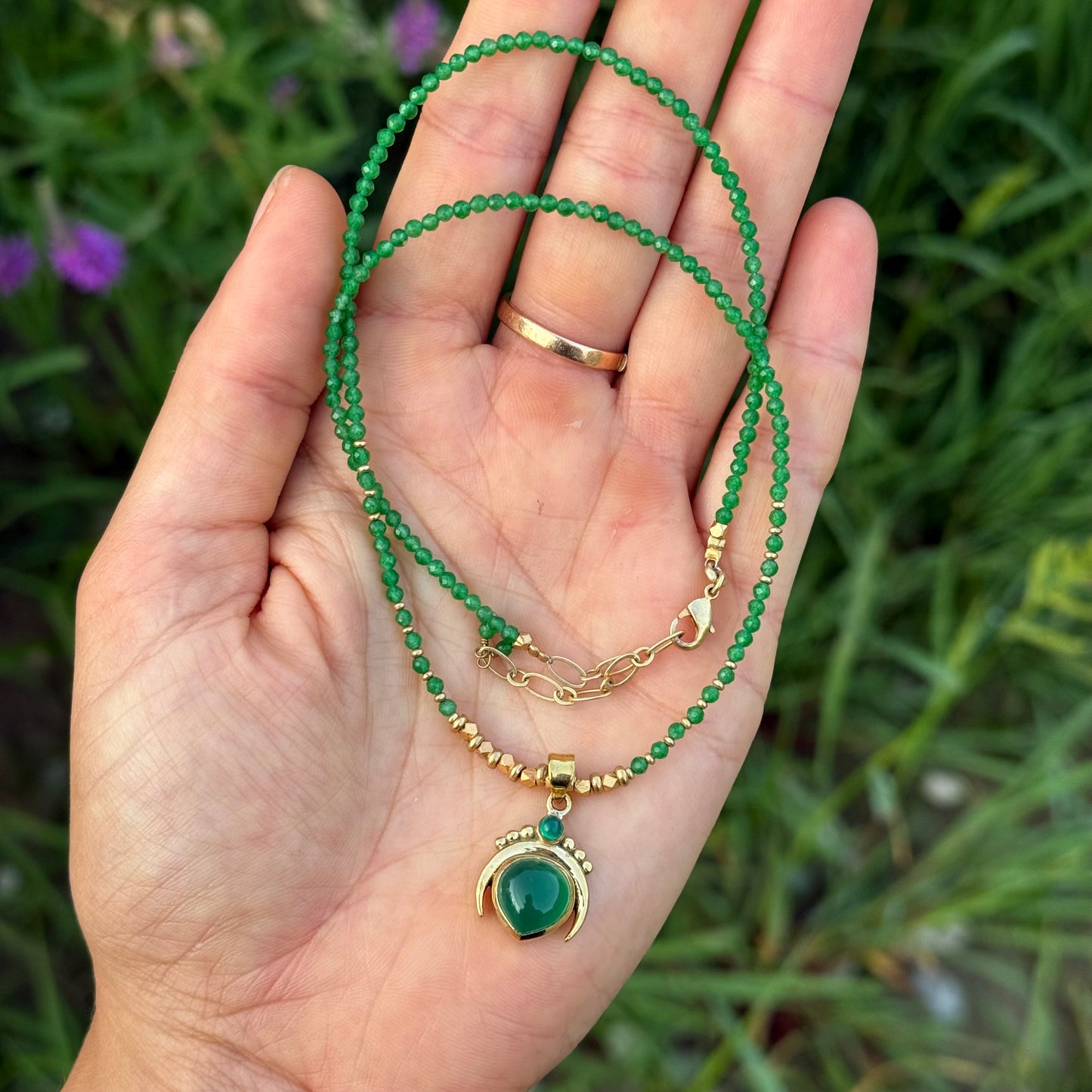 Collana con ciondolo Lilith in onice verde
