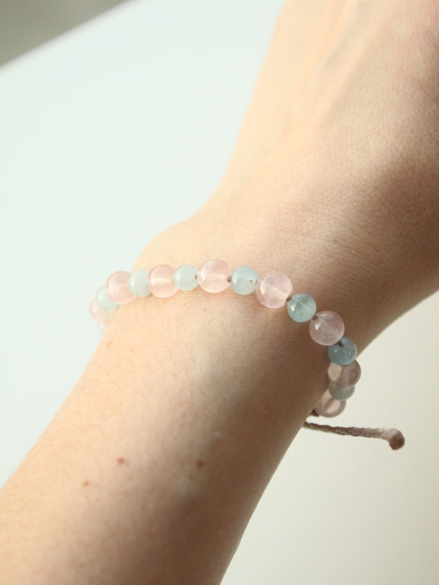 Bracciale Quarzo Rosa e Acquamarina