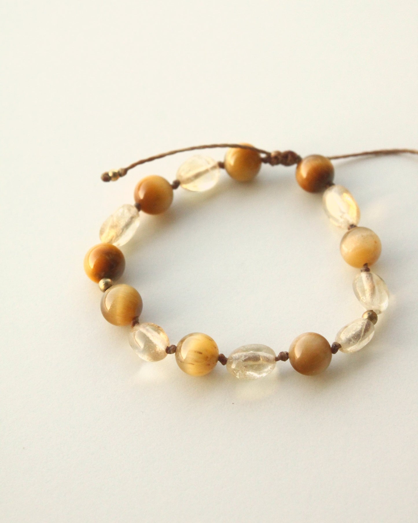 Bracciale Occhio di tigre gold e Quarzo citrino