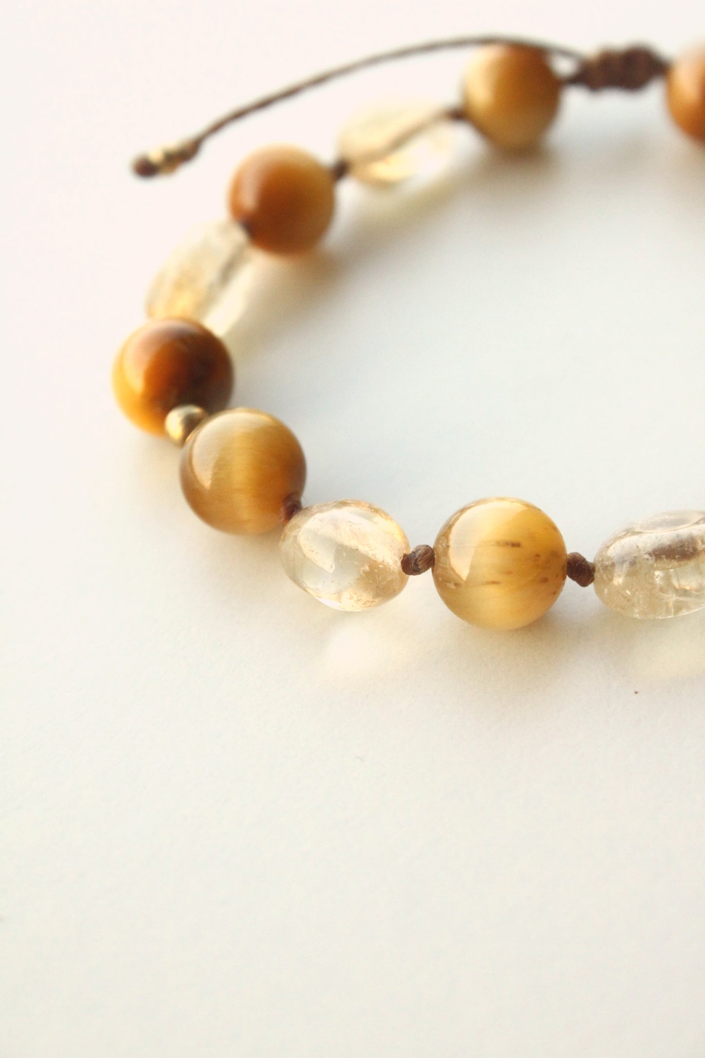 Bracciale Occhio di tigre gold e Quarzo citrino