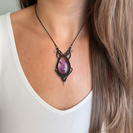 Collana macramè ametrino