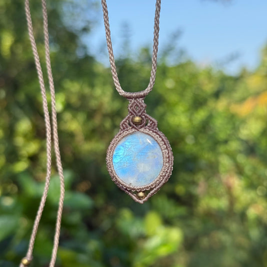 Collana labradorite bianca rotonda