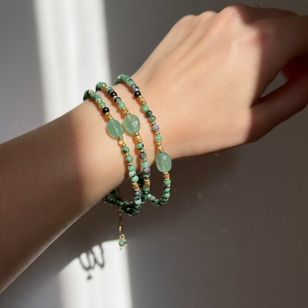 Bracciale Eden ~ rubino zoisite + avventurina