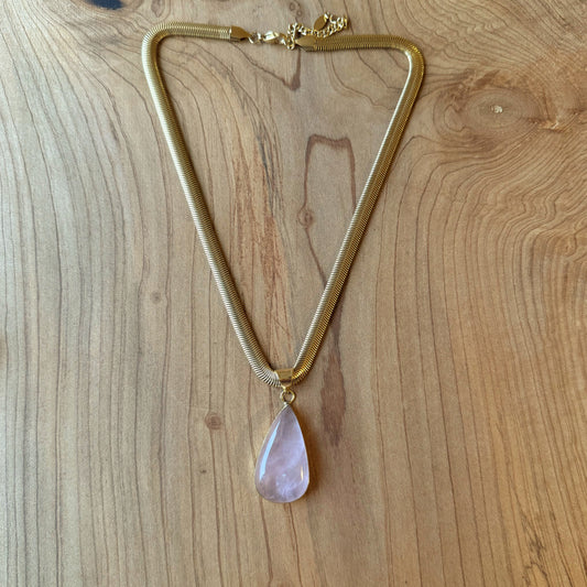 Collana Goccia di Quarzo Rosa