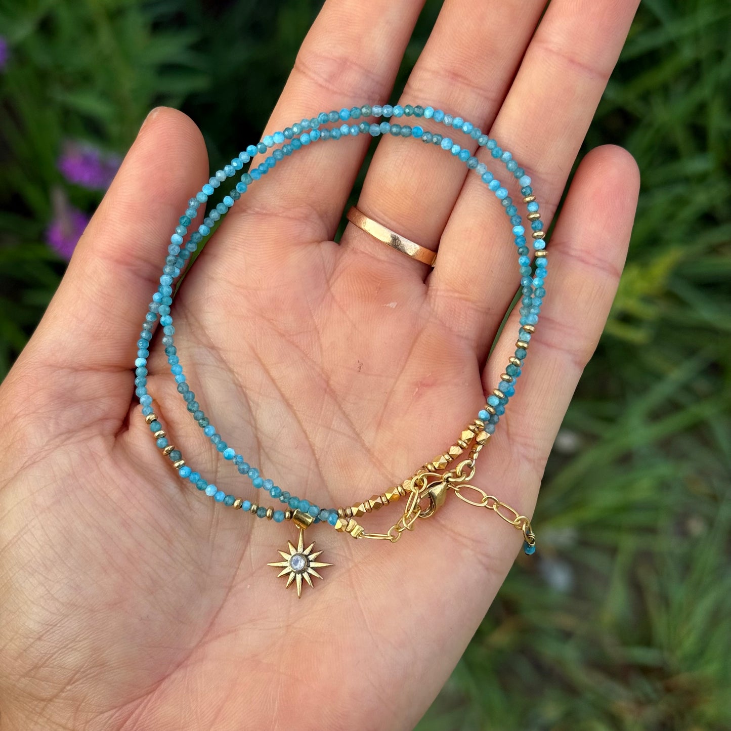 Collana stella in apatite blu