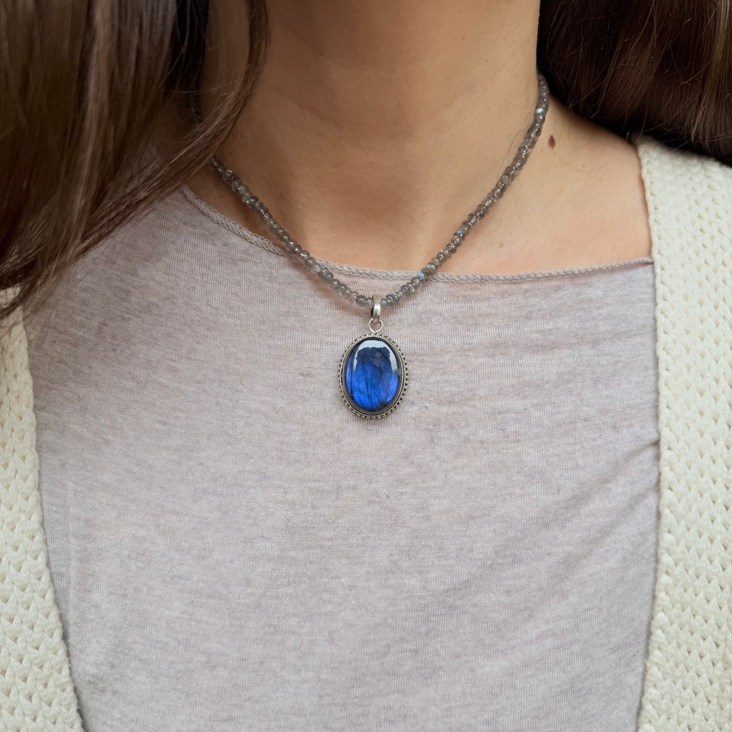 Collana labradorite blu