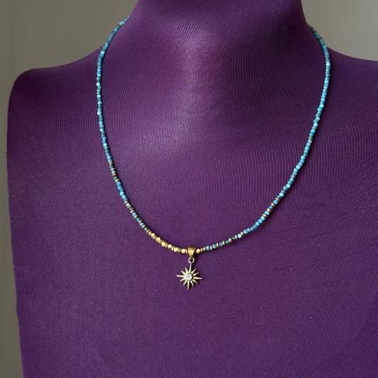 Collana stella in apatite blu