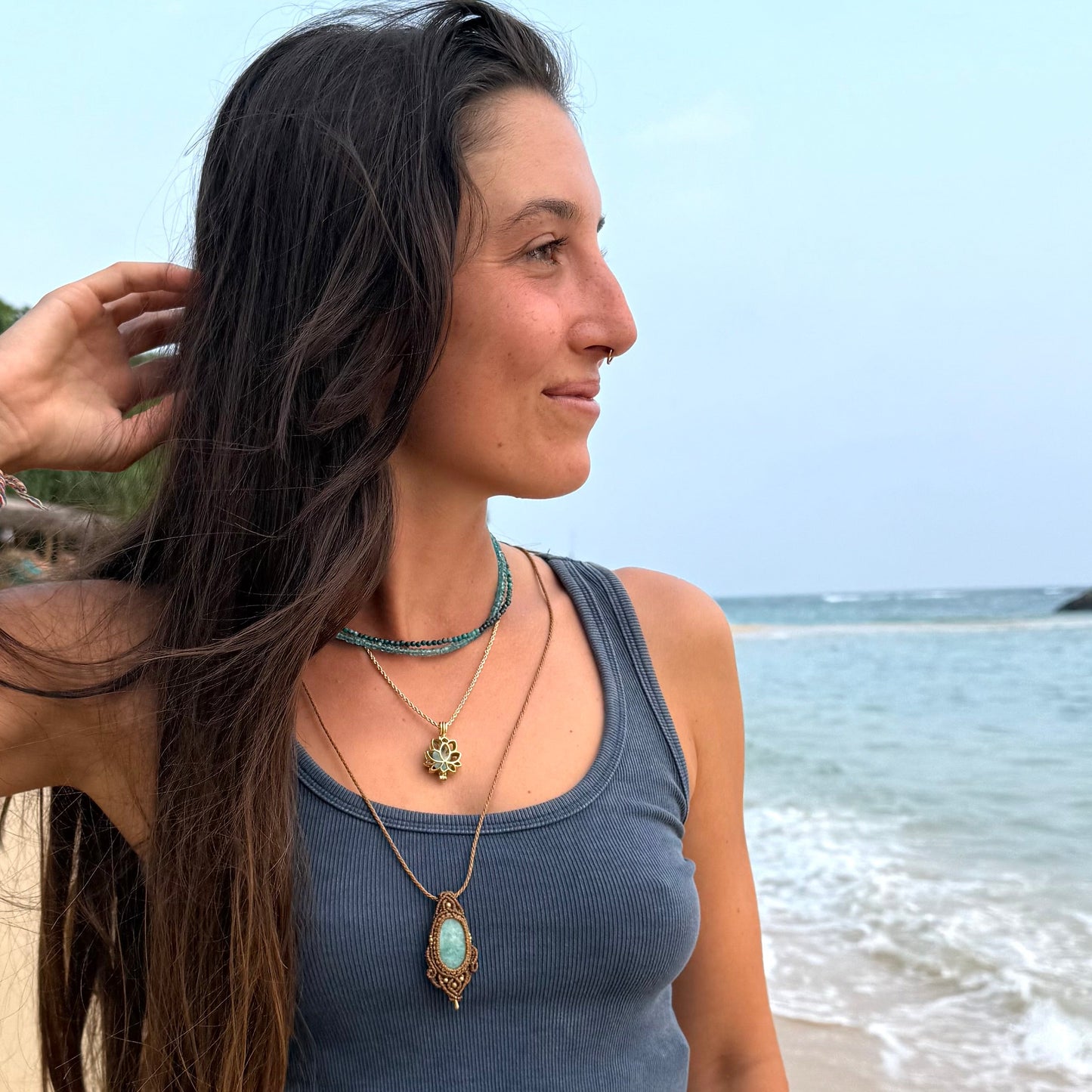 Collana macramè Amazzonite