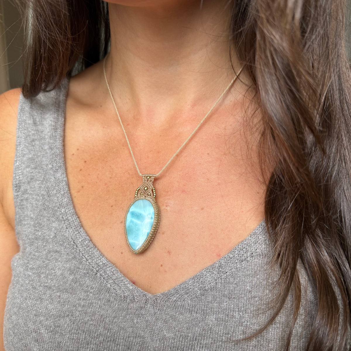 Collana macramè Larimar 1