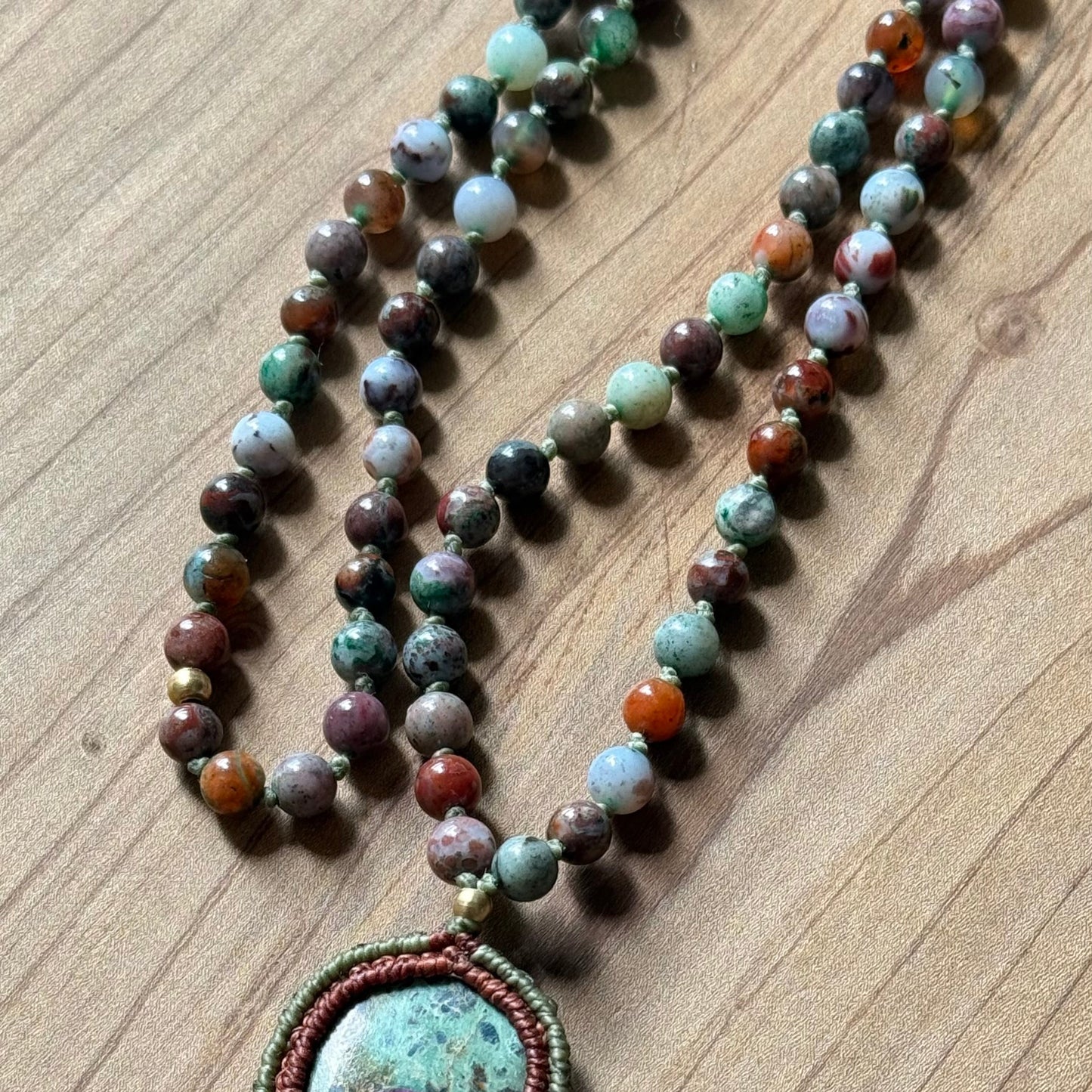 Japa Mala diaspro + rubino fuchsite