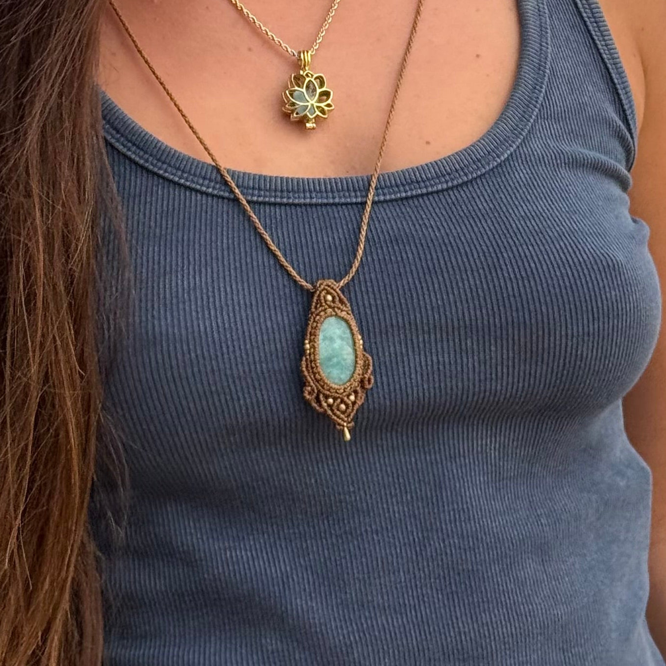 Collana macramè Amazzonite