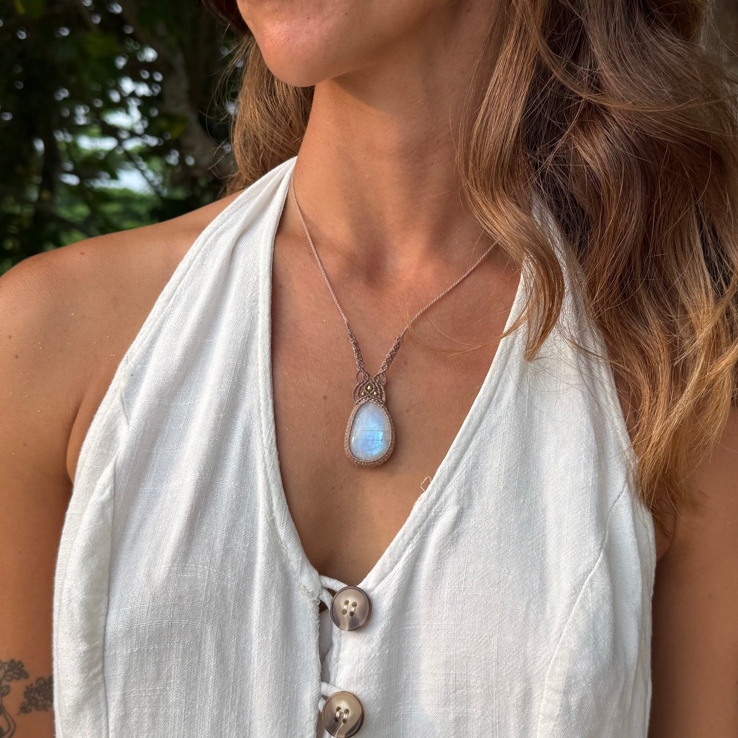 Collana labradorite bianca