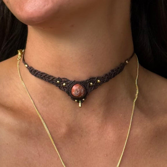 Collana choker con opale messicano