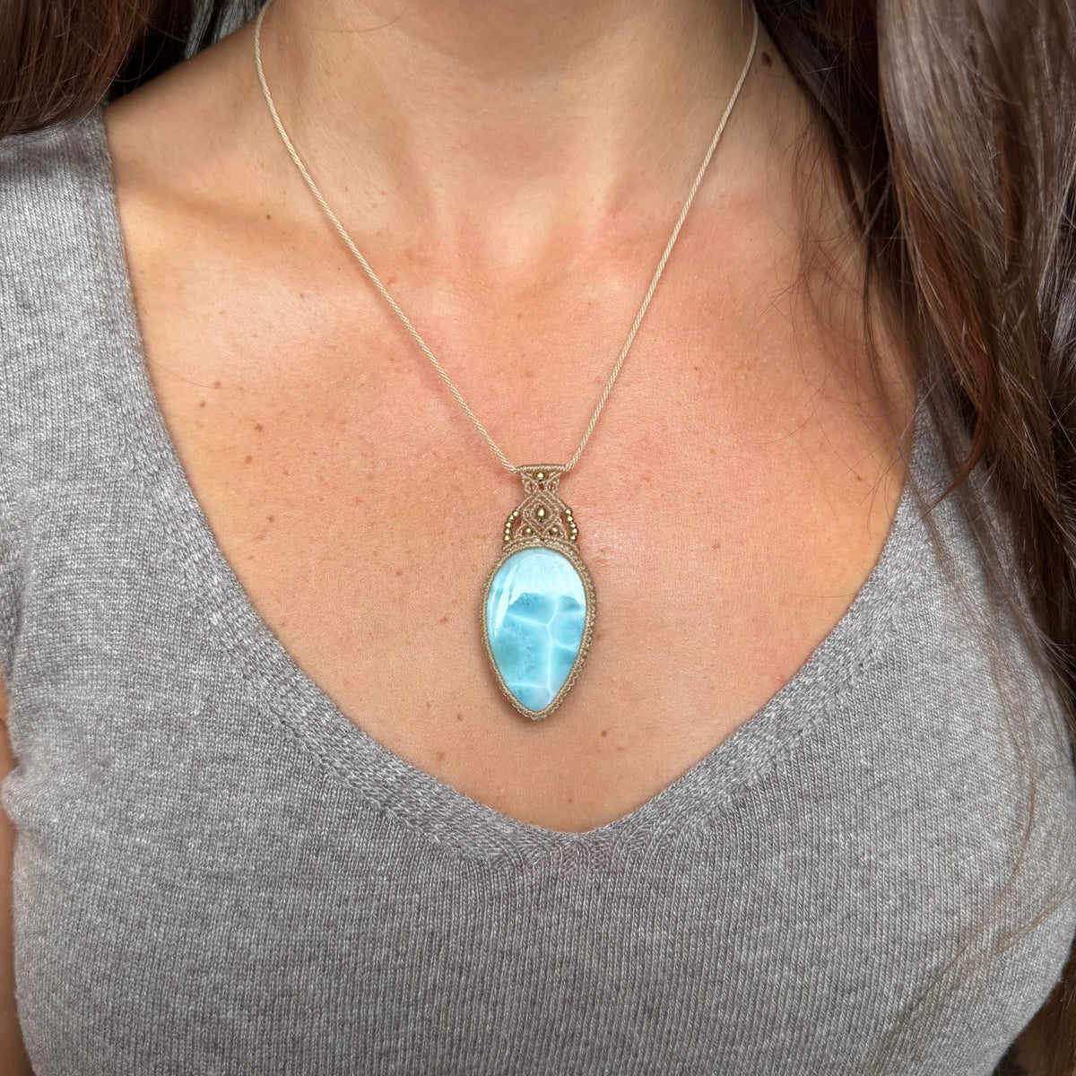 Collana macramè Larimar 1