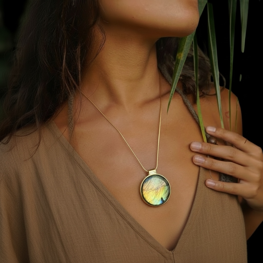 Collana labradorite dorata